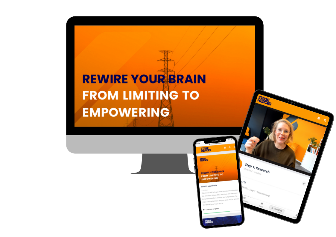 Rewire your brain Stage Heroes online presentation course
